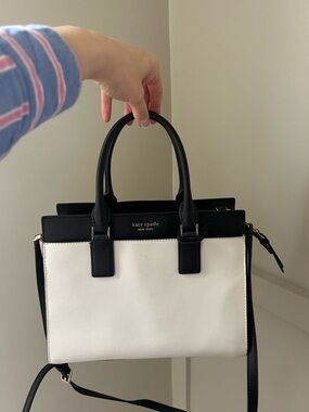 kate spade Black and White Two-Tone Leather Satchel